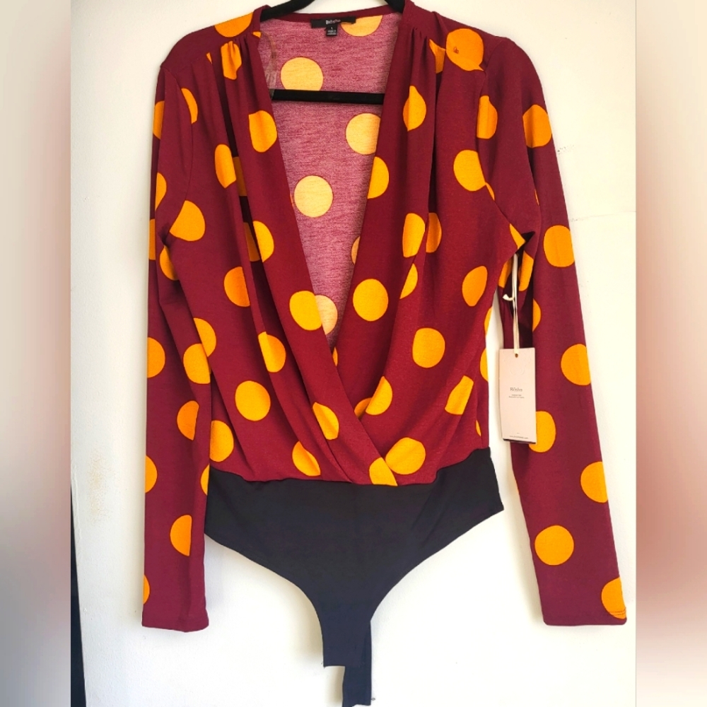 NWT-BLASHE size L, Long Sleeve, Thong Bodysuit